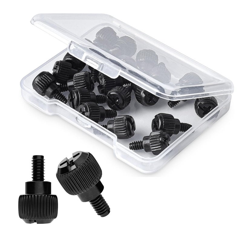 WLXTREE 20x Computer Case Thumb Screws,6-32x6 M3.5 PC Case Screws for Desktop Computer Case Cover Hard Drives Power Supply PCI Slots 6-32 Thread Screws Black - Image 1